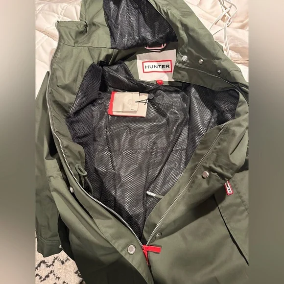 🆕 NWT Hunter Adela cotton canvas rain jacket in hunter green - Picture 13 of 15